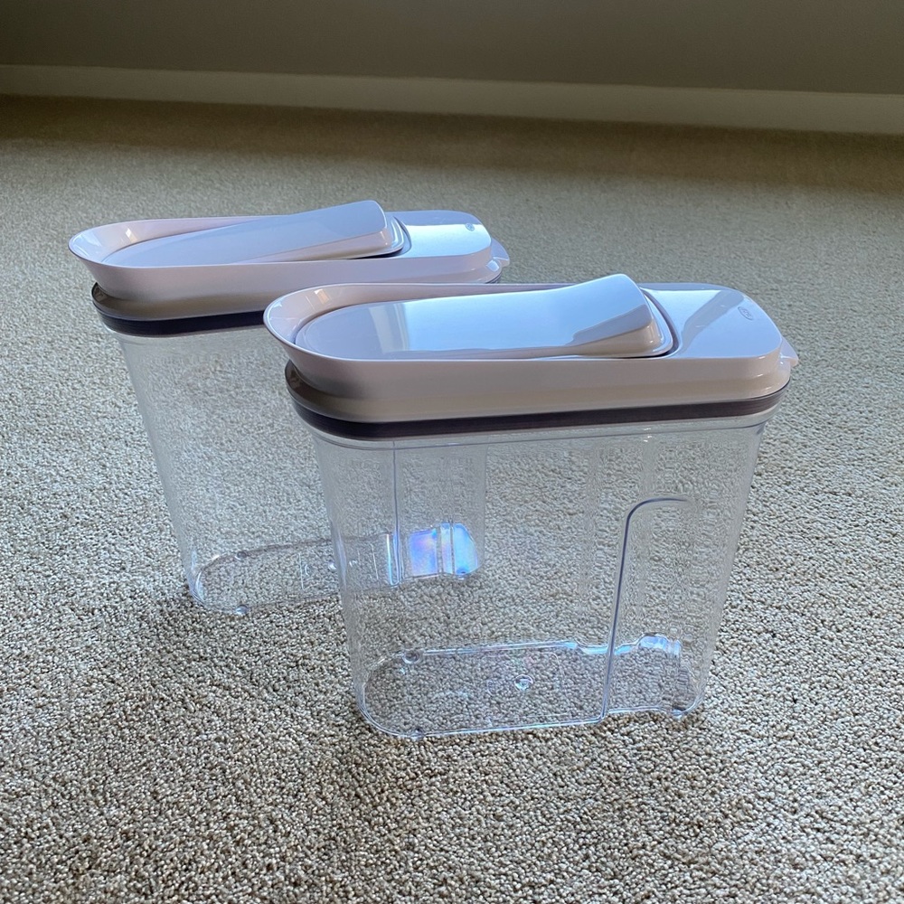 (2) OXO 3.4 Pop Container Cereal Dispensers